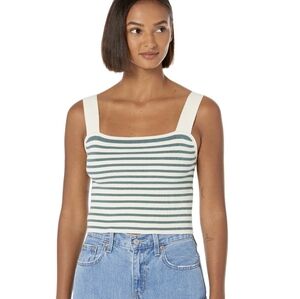 Madewell Striped Green and White Sweater Tank Top XL